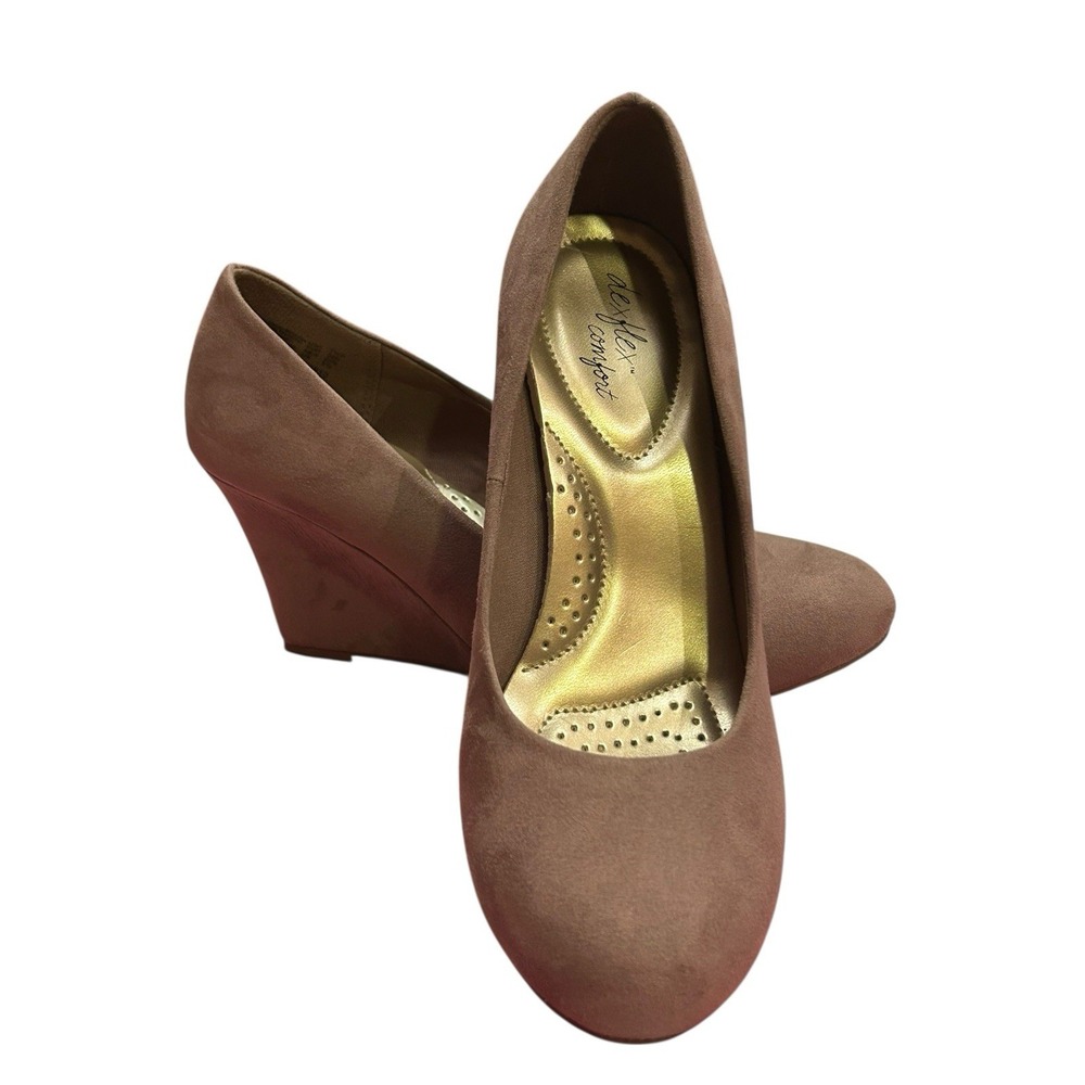 Dexflex Comfort Taupe/Grey Suede Wedge Heels